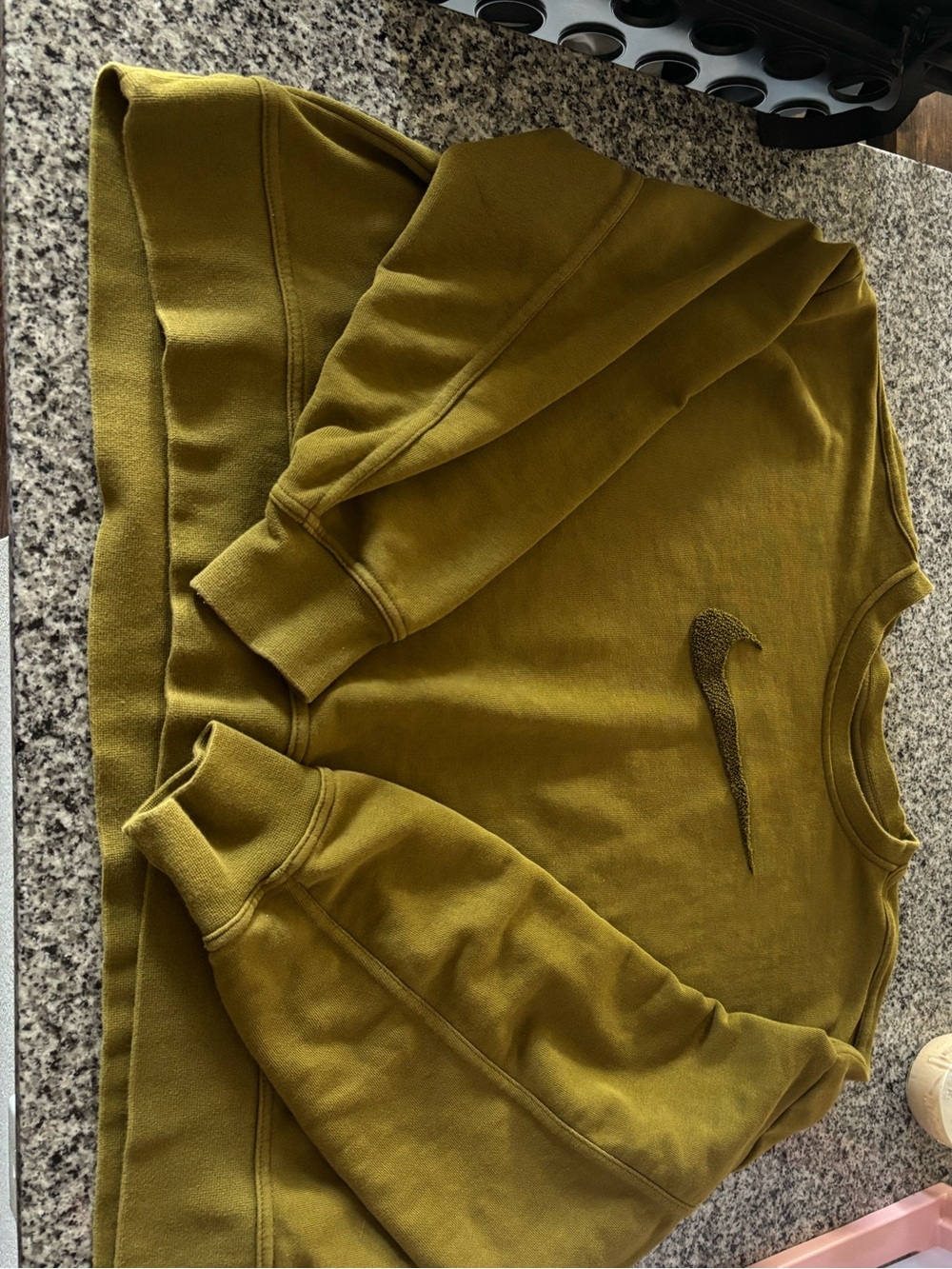 Nike Olive Green Crewneck Sweatshirt with Embroidered Swoosh
